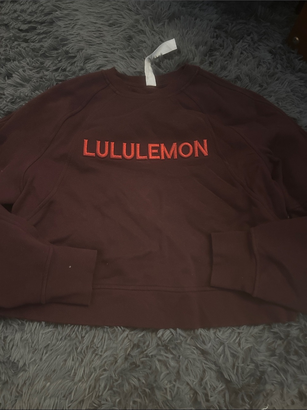 lululemon Scuba Oversized Pullover Crewneck Sweatshirt in Burgundy with Red Logo